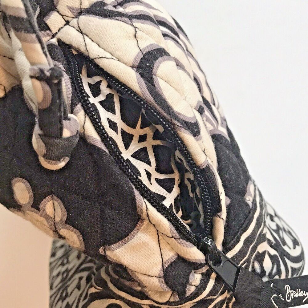 VERA BRADLEY Night & Day Draw String Satchel Black & White Double Handle Purse - Picture 8 of 10